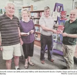 Beechworth Robert Barclay author at book signing with three people