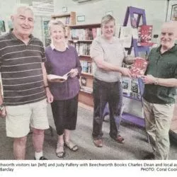 four people at Beechworth bookshop book signing