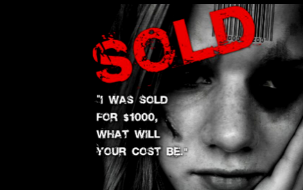face of young girl in human trafficking trade