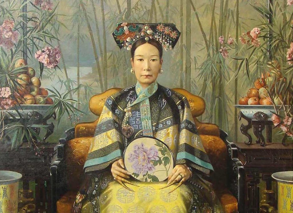 Dowager Empress Cixi sitting on throne