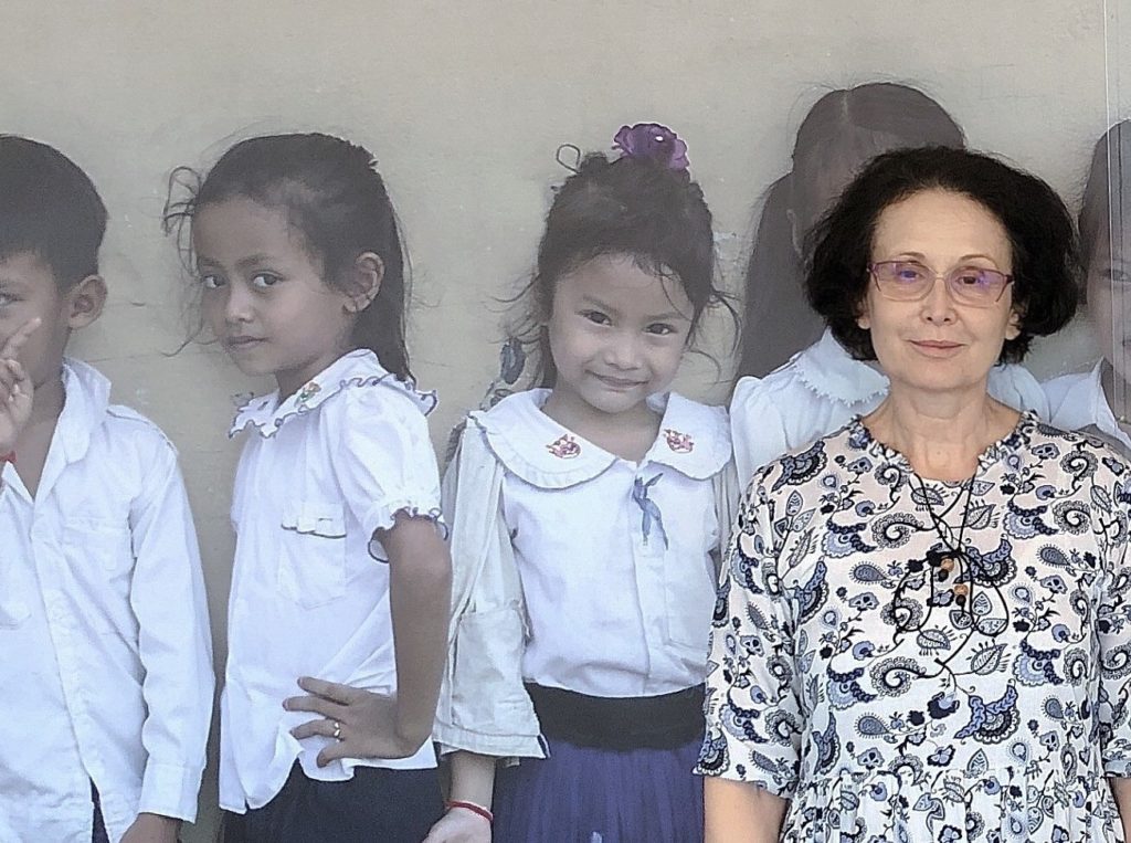 UNICEF Leader in Cambodia with children