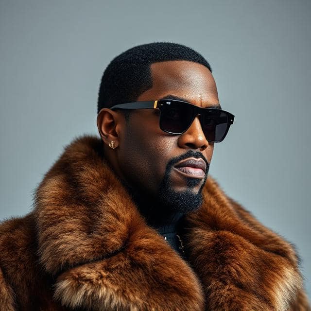 head and shoulders of Sean Diddy Combs in fur coat